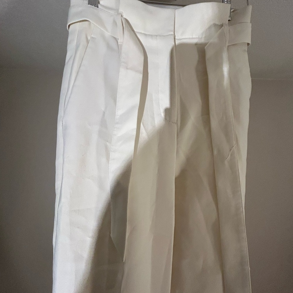 Zara Cream Trousers with Pleated Front and Wide Waistband